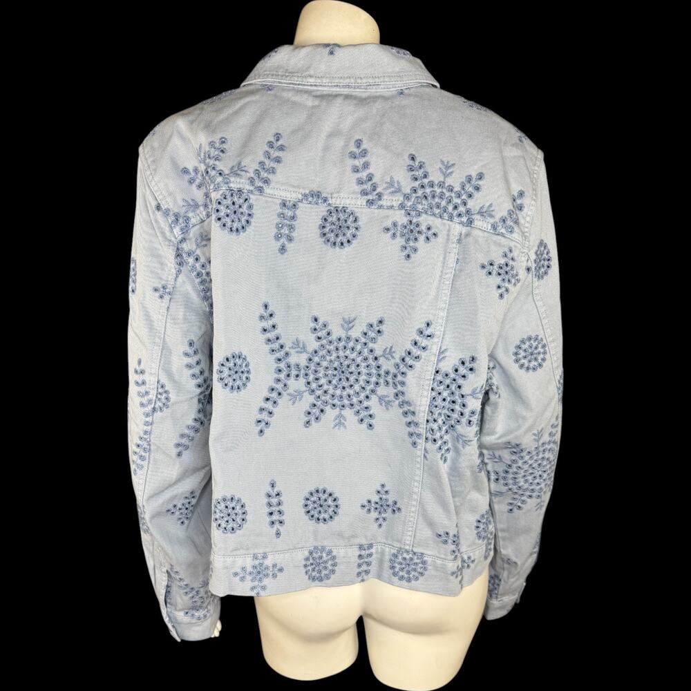 Destination 365 Eyelet Denim Jacket with Pockets Light Wash Blue X-Large NWOT - Picture 7 of 13